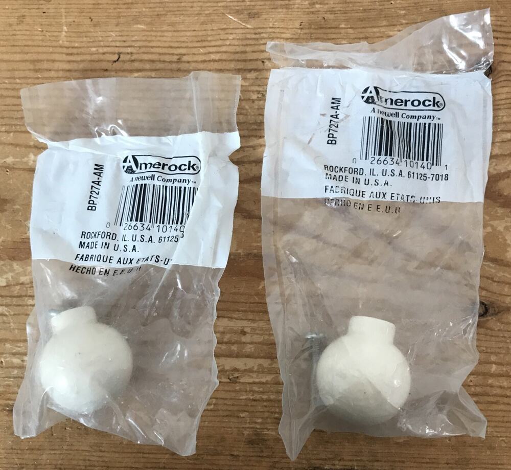 Set Pair 2 Vtg Amerock USA Made Ceramic Almond Off White Knobs BP2727A-AM